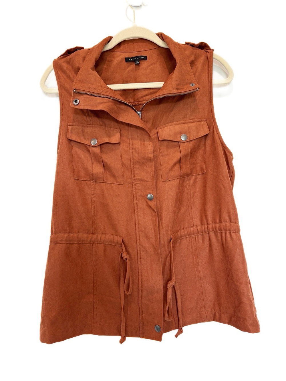 Staccato Rust Orange Sleeveless Utility Vest